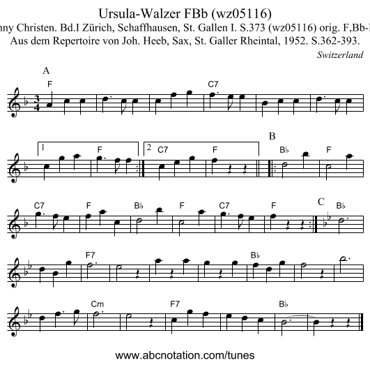 Ursula-Walzer FBb (wz05116) - staff notation