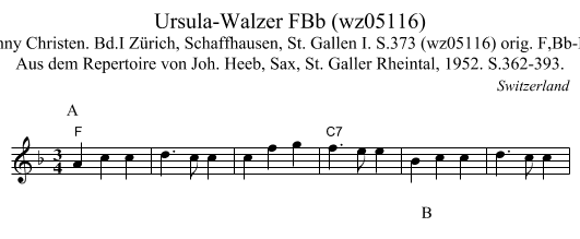 Ursula-Walzer FBb (wz05116) - staff notation