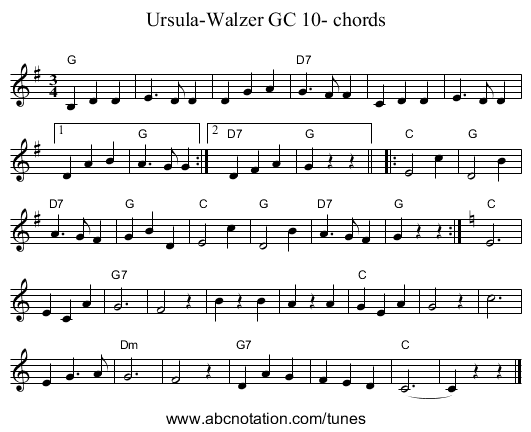 Ursula-Walzer GC 10- chords - staff notation