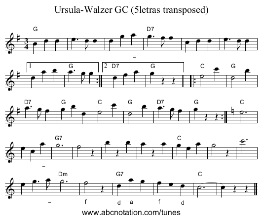Ursula-Walzer GC (5letras transposed) - staff notation