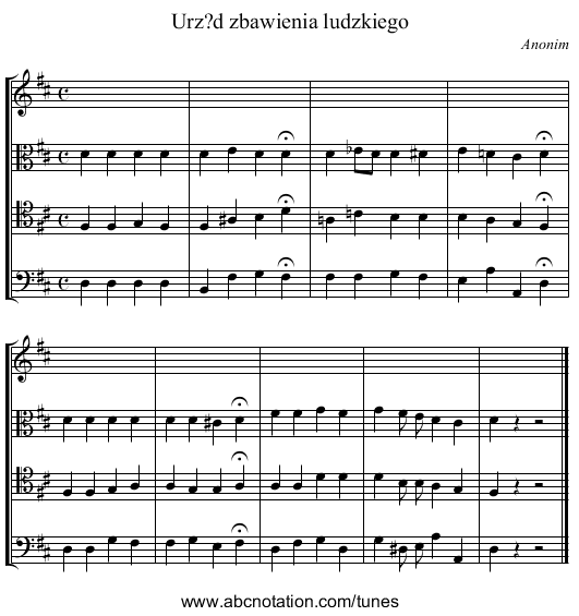 Urz?d zbawienia ludzkiego - staff notation