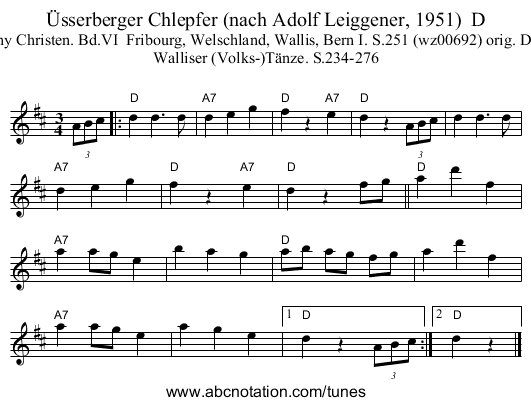 &Uuml;sserberger Chlepfer (nach Adolf Leiggener, 1951)  D - staff notation