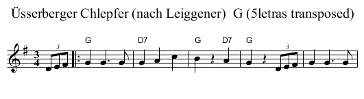 &Uuml;sserberger Chlepfer (nach Leiggener)  G (5letras transposed) - staff notation