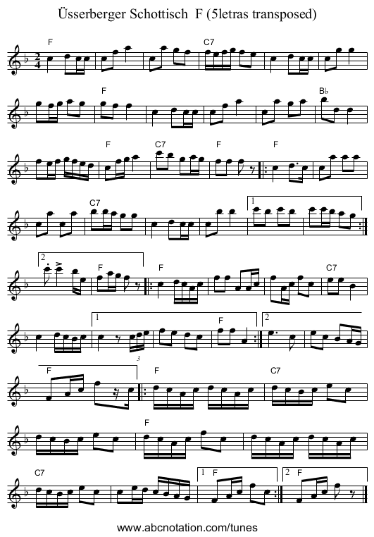 Üsserberger Schottisch F (5letras transposed) - staff notation