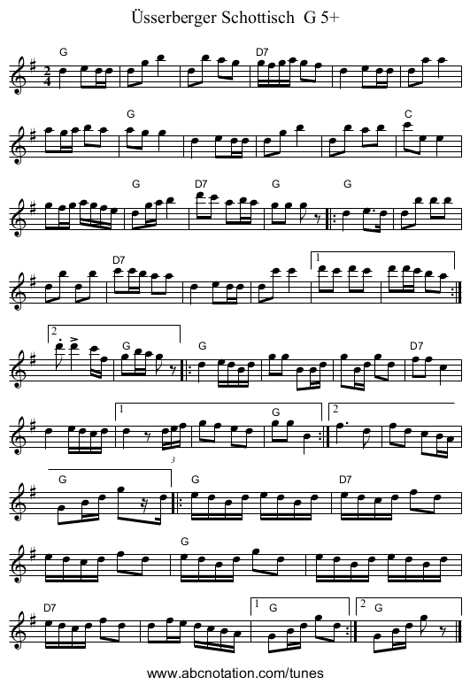 &Uuml;sserberger Schottisch  G 5+ - staff notation