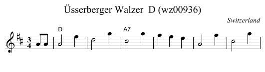 Üsserberger Walzer  D (wz00936) - staff notation