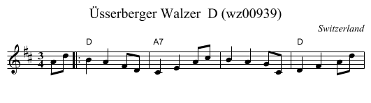 Üsserberger Walzer  D (wz00939) - staff notation