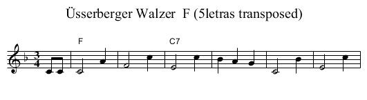&Uuml;sserberger Walzer  F (5letras transposed) - staff notation