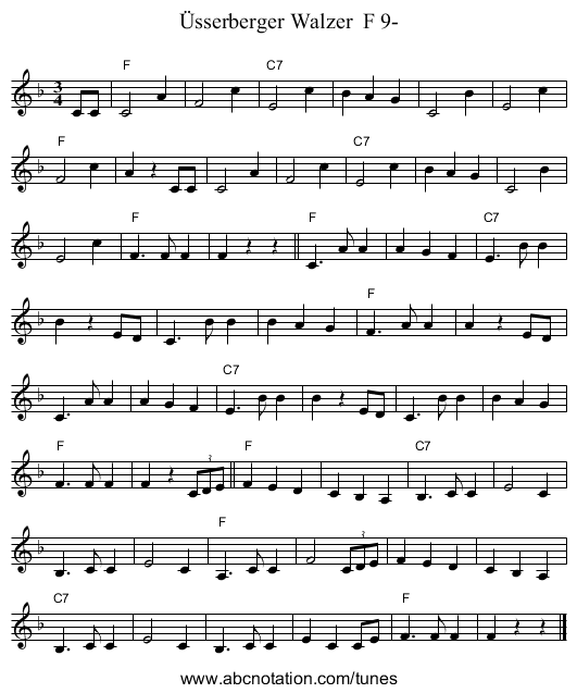 &Uuml;sserberger Walzer  F 9- - staff notation