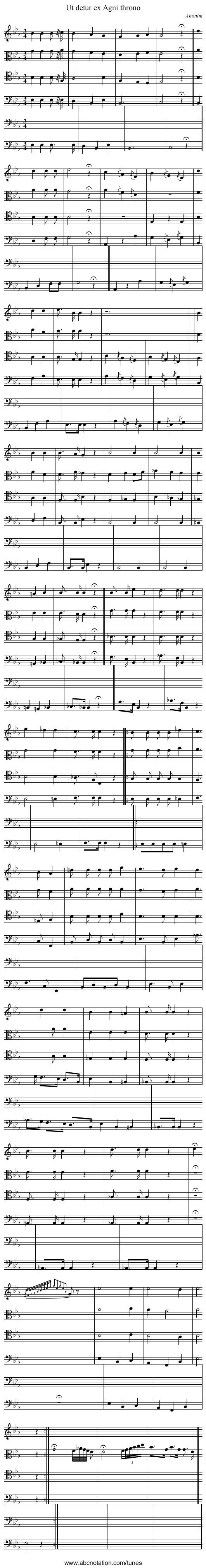 Ut detur ex Agni throno - staff notation