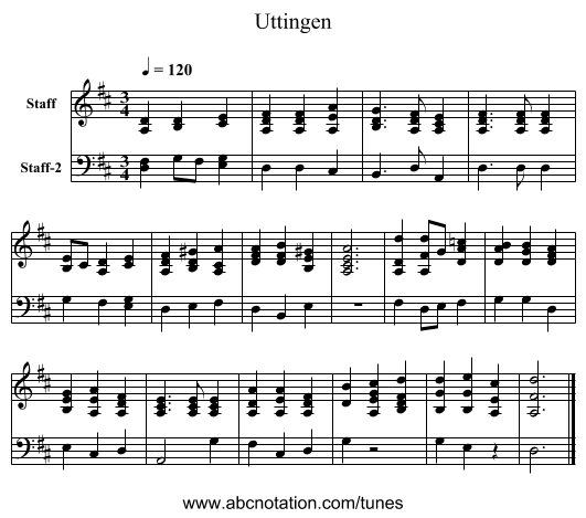 Uttingen - staff notation