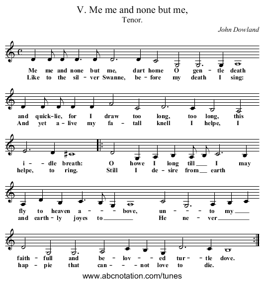 V. Me me and none but me, - staff notation