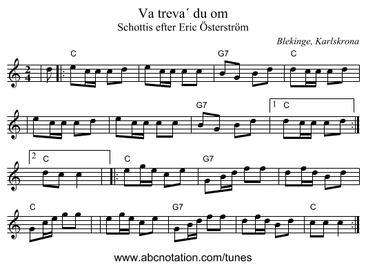Va treva´ du om - staff notation