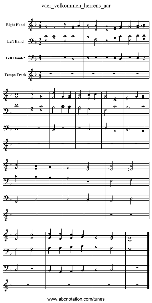 vaer_velkommen_herrens_aar - staff notation