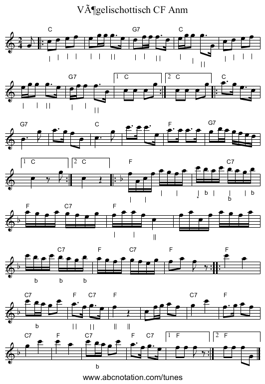 VÃ¶gelischottisch CF Anm - staff notation