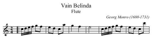Vain Belinda - staff notation