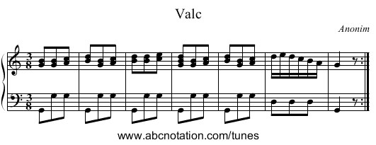 Valc - staff notation