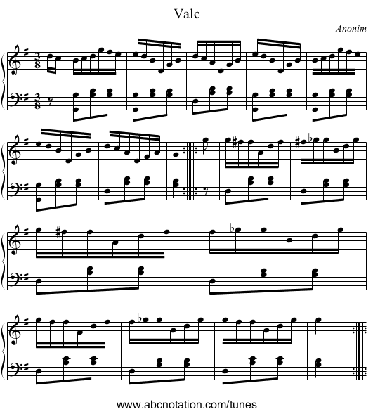 Valc - staff notation