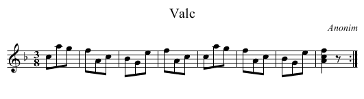 Valc - staff notation