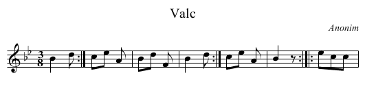 Valc - staff notation