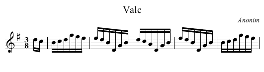 Valc - staff notation