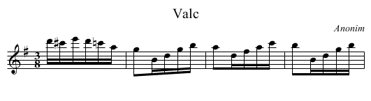 Valc - staff notation