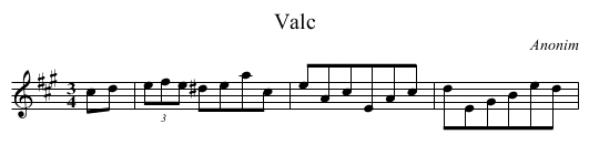Valc - staff notation