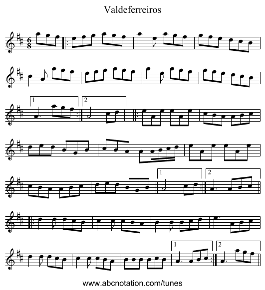 Valdeferreiros - staff notation
