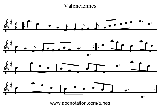 Valenciennes - staff notation