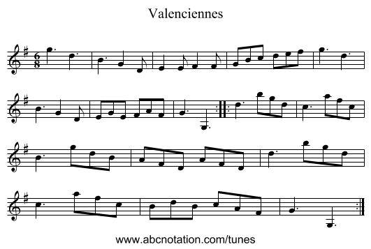 Valenciennes - staff notation