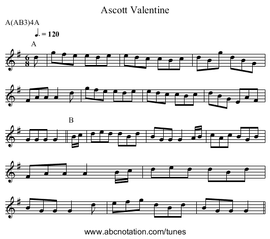 Valentine, Ascott - staff notation