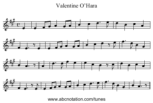 Valentine O’Hara - staff notation