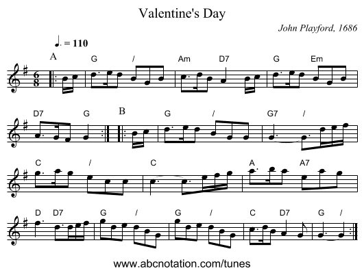 Valentine's Day - staff notation