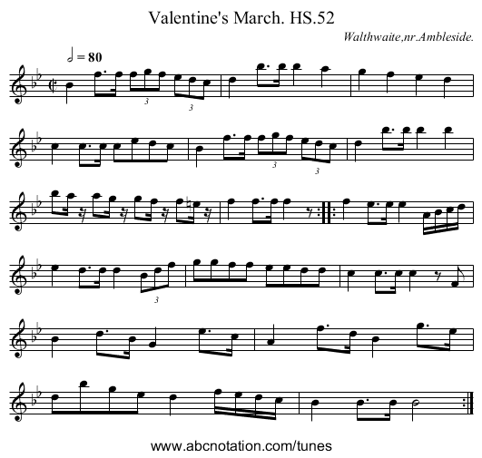 Valentine's March. HS.52 - staff notation