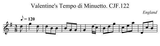 Valentine's Tempo di Minuetto. CJF.122 - staff notation