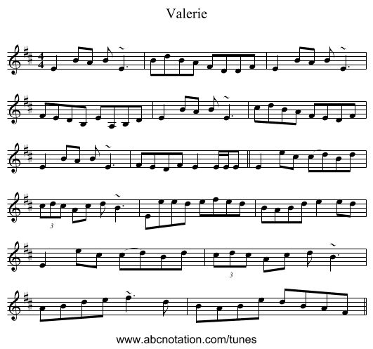 Valerie - staff notation