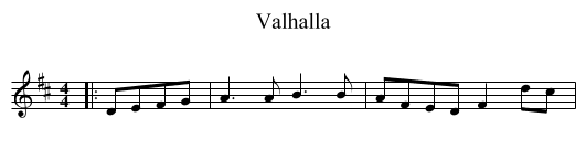 Valhalla - staff notation