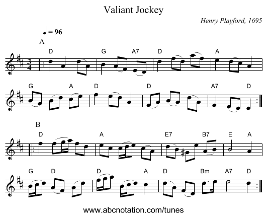 Valiant Jockey - staff notation