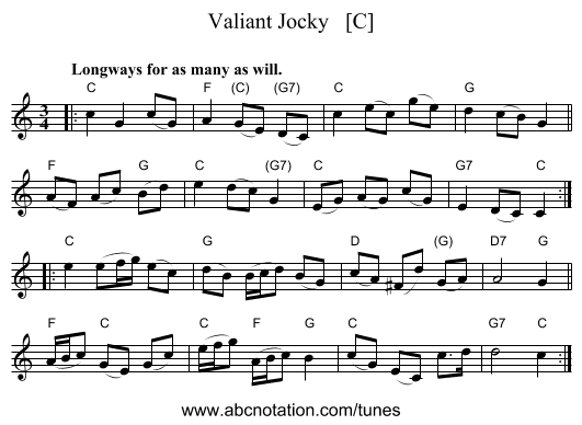 Valiant Jocky   [C] - staff notation