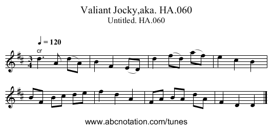 Valiant Jocky,aka. HA.060 - staff notation