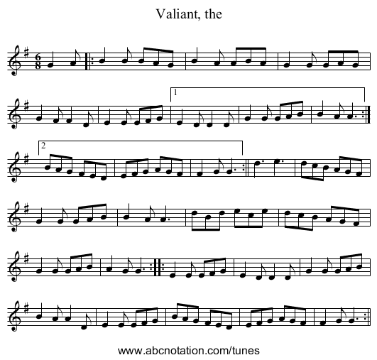 Valiant, the - staff notation