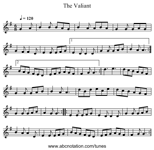 Valiant, The - staff notation