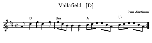Vallafield   [D] - staff notation
