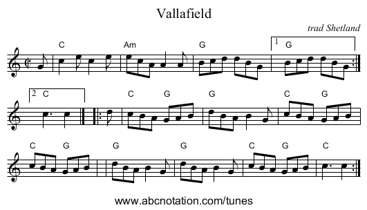 Vallafield - staff notation