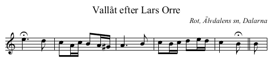 Vallåt efter Lars Orre - staff notation