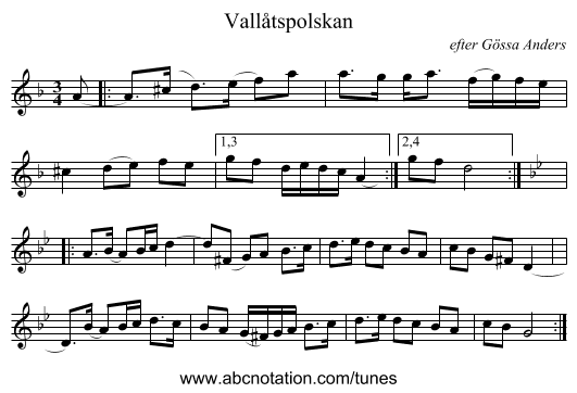 Vall&aring;tspolskan - staff notation