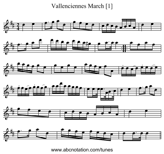 Vallenciennes March [1] - staff notation