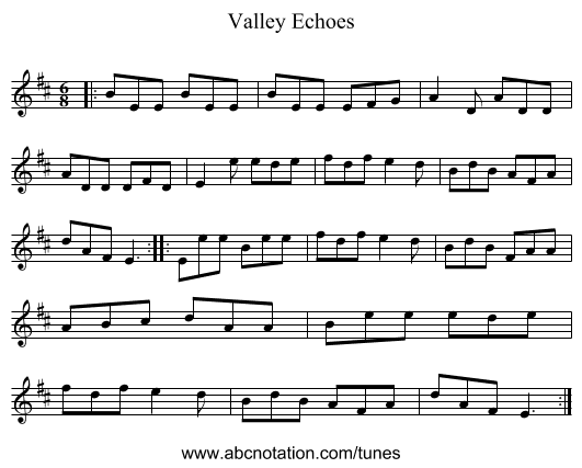 Valley Echoes - staff notation