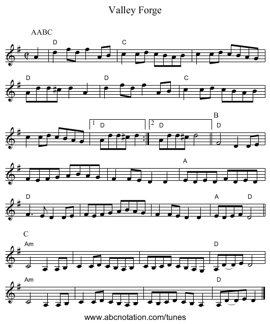 Valley Forge - staff notation