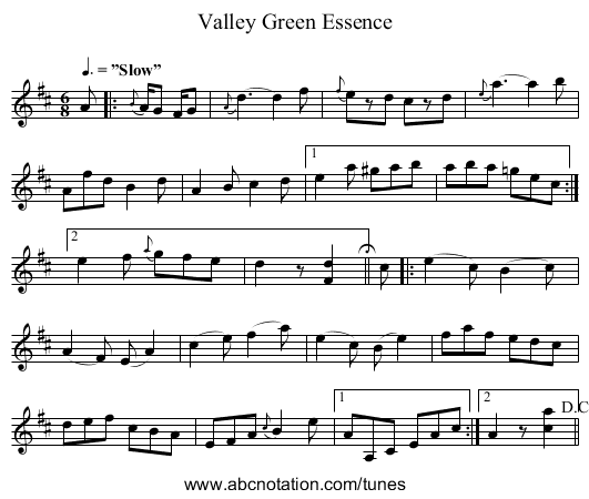 Valley Green Essence - staff notation